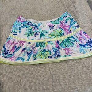 Lilly Pulitzer White Mini Tennis Skort with Multicolor Tropical Print